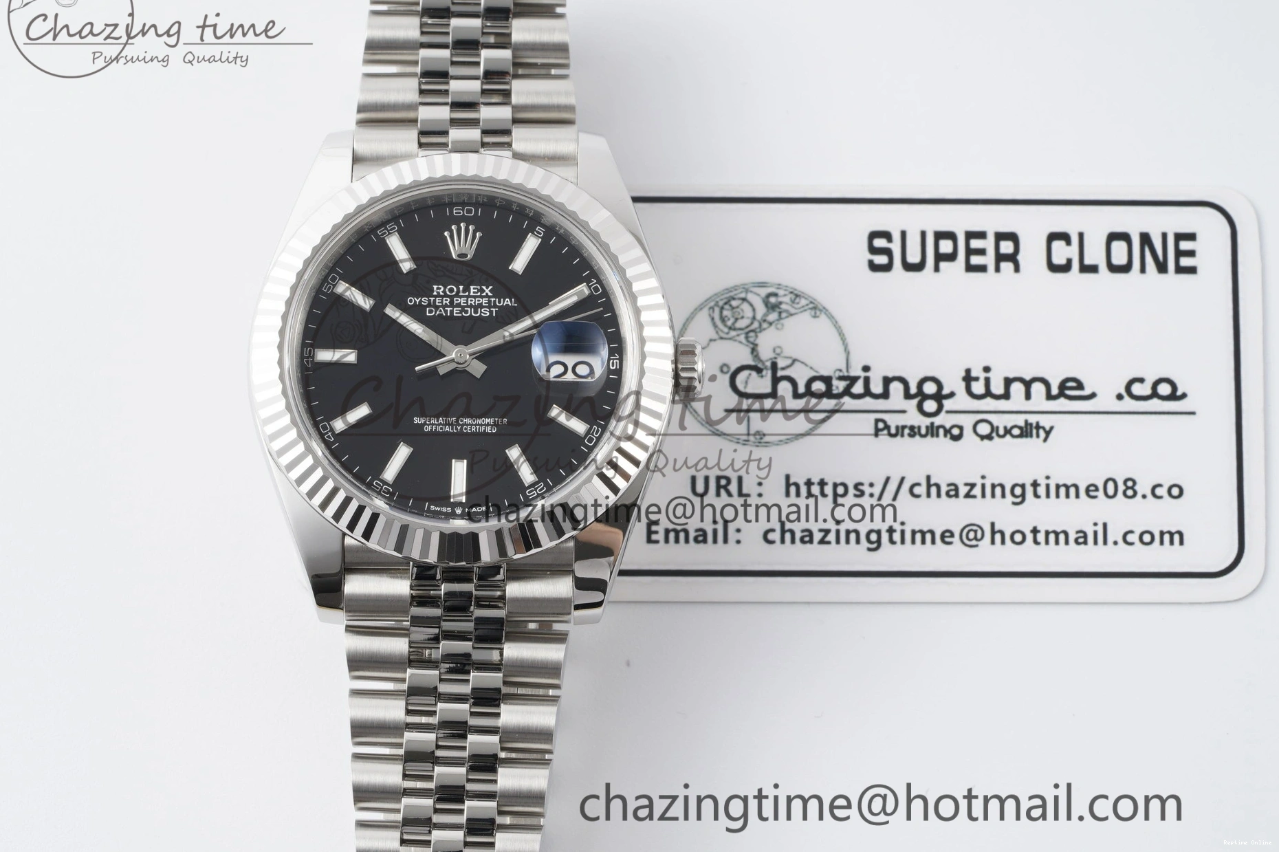 0412 DateJust 41 SS Fluted Bezel KING 1:1 Best Edition 904L Steel Black Stick Dial on Jubilee Bracelet VR EasyCare 2208